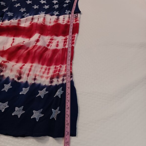 Stars and Stripes Tie Dye Asymmetrical Tank Dress One Size 100% Rayon. - Picture 8 of 9